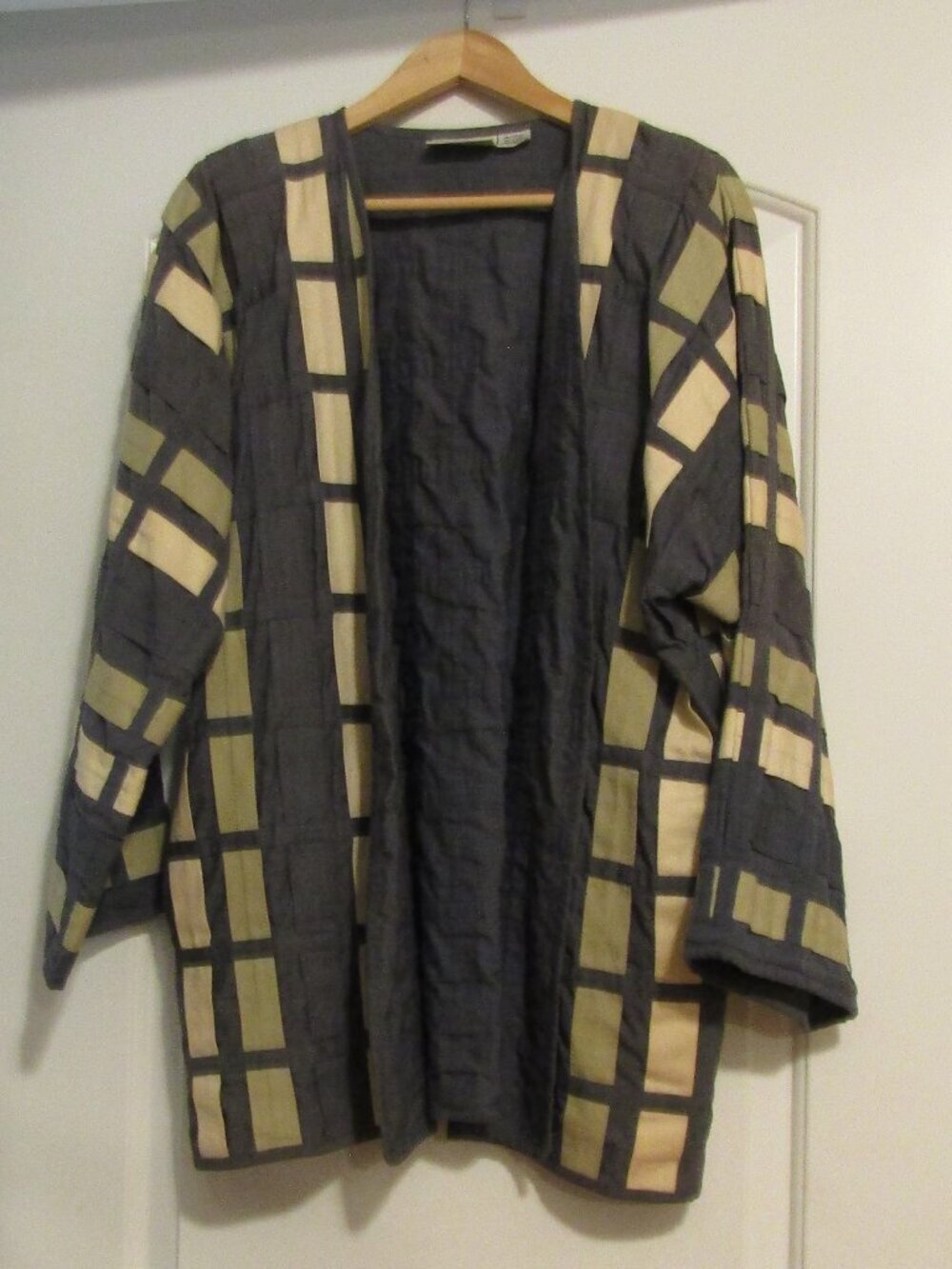 YAK MAGIK Basket Weave Buttonless Jacket Overcoat Size XL Tri-Color Nepal Cotton